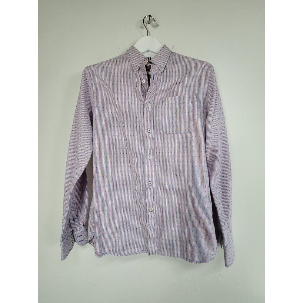 Boden Mens Striped Long Sleeve Button-Down Shirt Small Regular Fit Blue/Red